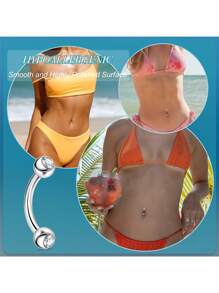 5 件 16G 316L 不锈钢小肚脐环眉钉香蕉条女士迷你简约内螺纹肚脐环防过敏小号 CZ 蛋白石眉毛唇耳钉 8-10 毫米