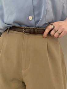 Minimalist PU Leather Buckle Belt - Suitable For Pants Outfitting - Multicolor - View 9