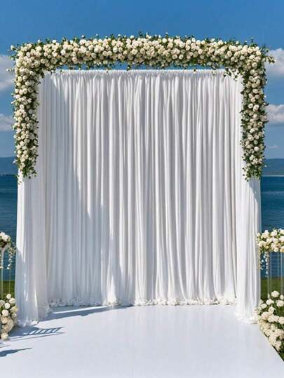 1 sztuka luksusowej i eleganckiej białej satyny jedwabnej muślinowej zasłony tła bez zagnieceń zasłony tła przezroczysty kryształowy tiul rolka przędzy tkanina odporna i blaknąca białe satynowe zasłony tła na wesela przyjęcia urodzinowe dekoracja domu elegancka dekoracja dla panien młodych rocznice ślubu i zaręczyny