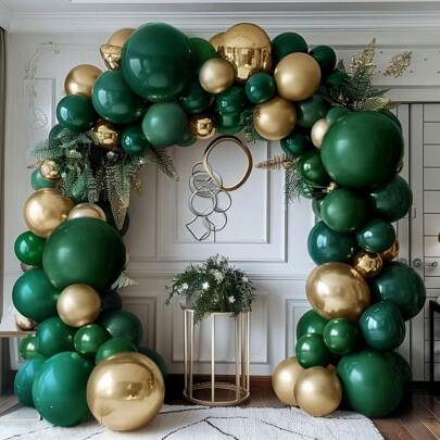 120 palloncini in lattice dorati e verdi, adatti per matrimoni, compleanni, lauree, addii al nubilato, carnevali, feste, anniversari, decorazioni domestiche, feste primaverili/estive, feste a tema, kit per archi di palloncini, eventi festivi