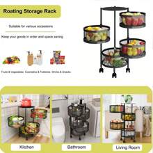 OYAJIA 6-Tier Round Rotating Kitchen Storage Cart: Space-Saving With 5 Circular Rotating Shelves. Ideal For Vegetables, Fruits & Kitchen Essentials. Mobile, Versatile & Perfect For Corner Organization