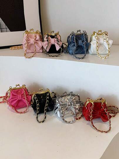 New Bowknot Accent Fashionable Mini Shoulder Crossbody Bag & Small Coin Purse