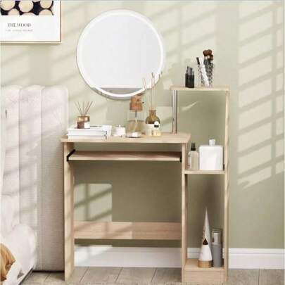 Computer Desk 80x40x90cm With Sliding Keyboard Storage Shelves Office Desk