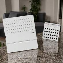 PromoClick Mini Calendar With Base, Movable Grid And Aluminium Wheel To Change The Days And Months Of The Year. - Silver - View 2