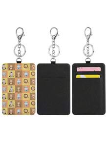 1PC Leather Card Holder Keychain With Customized Photo Sublimation - Personalized PU Leather Luggage Tag Keychain, Hot Pressed Blank Card Holder, Customized Couple, Family Photo, Special Surprise Gift For Girlfriend, Boyfriend, Father, Mother, Husband, Wife