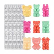 1pc 45-Cavity Resin Silicone Teddy Bear Shaped Mold, Heat Resistant For DIY Resin Pendant Earrings, Keychain, Necklace, Cartoon Crafts - White - View 12