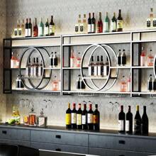 Trintion Modern Metal Wall Mounted Wine Display Rack Hanging Industrial Wall-Mounted Wine Racks Bar Unit Floating Shelves Glass Rack Iron Display Stand For Home Restaurant Bars 55x5.9x31in - as pic - View 8