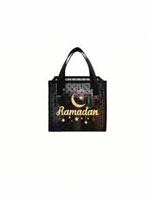 Túi xách tay lưới trong suốt màu đen có hai quai xách, "Ramadan Mubarak", Túi xách du lịch xách tay - màu đen - Xem 13