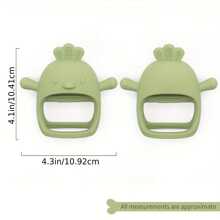Baby Chick Teether, Silicone Teething Toy Mushroom Shaped Pacifier Massager For Infants - Olive Green - View 3