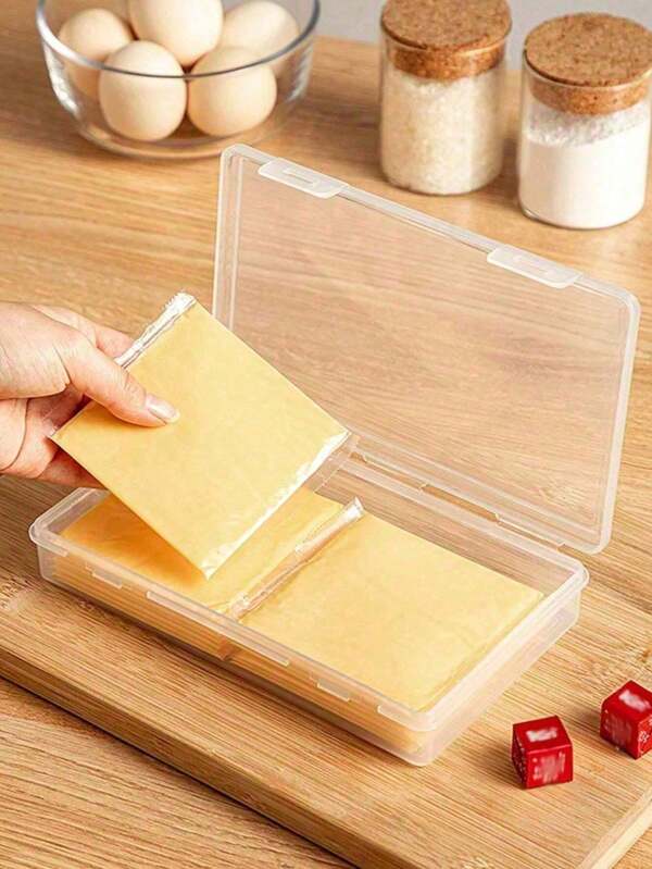 1pc/5pcs Refrigerator Storage Box For Freshness Preservation, Portable Transparent Food Storage Container, Suitable For Fruits, Cheese & Sauce Container, Kitchen Cheese Slice Packaging Storage Box, Reusable Cheese Crisper Refrigerator Box, Suitable For Fruits, Vegetables And Butter-A Necessary Finishing Tool In The Kitchen, Back To School Supplies
