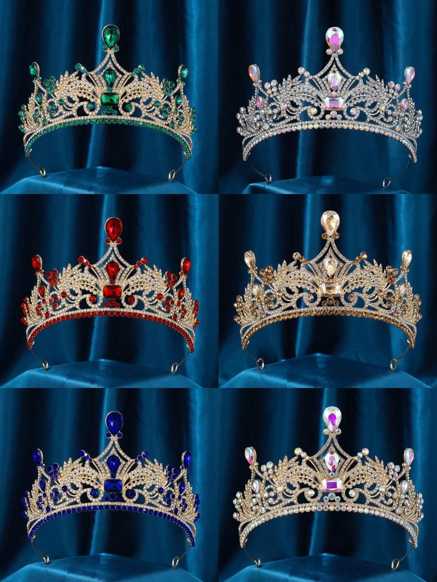 Vương miện và vương miện cho phụ nữ, Vương miện cưới pha lê cho phụ nữ Vương miện nữ hoàng băng đô Vương miện công chúa kim loại cho cô dâu sinh nhật dạ hội - Nhiều màu - Xem 1