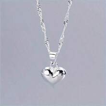 1pc Elegant Silver Heart Shaped Pendant Necklace For Women - Suitable For Casual Wear And Special Occasions