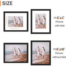 Upsimples 8x10 Picture Frame, Display Pictures 5x7 With Or 8x10 Without, Wall Hanging Photo Frame, Black, 1 Pack
