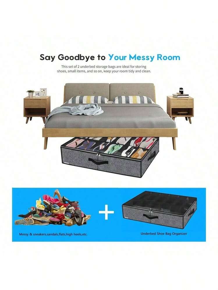 Hộp đựng giày gấp gọn 12 ô vải lanh màu xám, thích hợp cho tủ quần áo, tủ đựng đồ, gầm giường - Nhiều màu - Xem 3