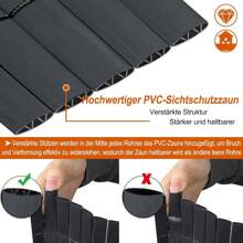 JOIEYOU Sichtschutzmatte PVC Sichtschutzzaun Sichtschutz, Balkonverkleidung Sichtschutz mit Kabelbindern Privatsphäre PVC Zaun Windschutz Blickdicht - Grau - Übersicht 3