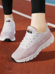 Tênis Esportivos Casuais de Mulher Cor Sólida, Bico Redondo, Cadarço Cruzado, Material de Tecido, Tênis de Malha Slip-on de Mulher Cor Sólida, Bico Redondo, Amarração Cruzada
