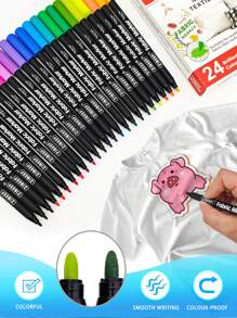 12/24 Colors Beautiful Color Waterproof Markers, Water-Based Hard Tip Graffiti Pens, Fashion Marker Set For Clothes, School Bags, Eggs, Rocks, Wood, Fabric, Plastic And DIY Craft Markers - Ideal Art Supplies For Friends - Multicolor - View 1