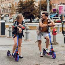 Kick Scooter For Ages 8-12, 200mm Big Wheels Scooter For Adults With Disc Brakes, Adult Scooter With Carry Strap And Double Shock Absorption, Foldable Scooters For Teenagers15 - LED - Dark Blue - View 8