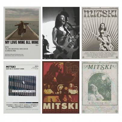 1 件无框墙面艺术海报流行歌手音乐歌手 Mitski 海报适用于房间美学帆布墙面艺术卧室装饰礼品卧室印刷品家居装饰挂画房间装饰墙壁艺术装饰海报印刷品壁画卧室客厅装饰办公室