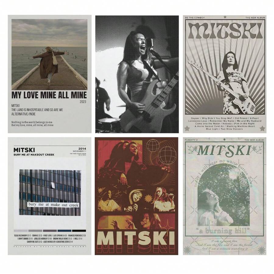 1 件无框墙面艺术海报流行歌手音乐歌手 Mitski 海报适用于房间美学帆布墙面艺术卧室装饰礼品卧室印刷品家居装饰挂画房间装饰墙壁艺术装饰海报印刷品壁画卧室客厅装饰办公室 - 彩色 - 查看 1