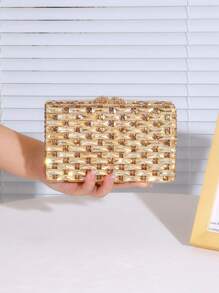 2025 Spring & Summer Fashionable New Luxurious Glittering High-End Elegant Glass Diamond Large Capacity Evening Clutch Bag, Women's Wallet, Glamorous Party Handbag, Exquisite Luxury Women's Crystal Handbag, Bridal Dress Bag, Fashion Lipstick And Perfume Handbag, Magnificent Sparkling Crystal Encrusted Handbag, All Handmade Metal Diamond Handbag, Suitable For High-Class Ladies To Attend Parties, Galas, Weddings, Gatherings And Banquets, Fits 6.5-Inch Smartphone