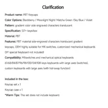 APAYADO Teclas Personalizadas em Material PBT com Impressão Lateral Translúcida e Gradiente, Altura OEM Adequada para Interruptores MX, Customização de Teclado Mecânico DIY (Teclado não Incluído)