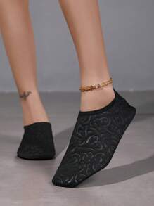 女士黑色水上运动鞋，休闲徒步游泳防滑水鞋，适合海滩度假旅行、瑜伽居家、户外钓鱼