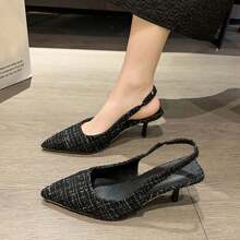 Francés pequeño perfume estilo de tacón alto Baotou sandalias femeninas nuevo verano tacón cabeza puntiaguda sobrepié zapatos individuales - Negro - Ver 1