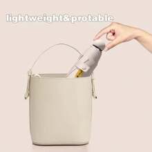 Portable Folding Umbrella UPF50+ Sunscreen 6 Ribs Waterproof 190T Umbrella Cover Dual-Purpose Capsule Umbrella With Storage Box Iron Handle Iron Shaft Iron Frame Leisure Style Manual Opening And Closing Are Suitable For Holiday Gifts.
