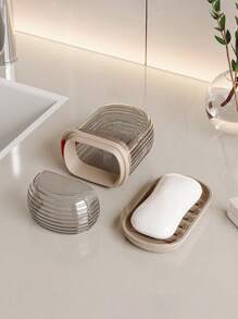 Doppelschicht-Design Reise-Seifenbox mit Deckel und 3-in-1 Mundspülbecher, wasserdichte Seifenbox, tragbarer 3-in-1 Mundspülbecher zum Zähneputzen, multifunktionaler Reise-Organizer, Mini-Luxus-Reise-Seifenbox für Zuhause, doppelschichtig versiegelt mit ablaufbarer Seifenbox, Rückkehr zur Schule