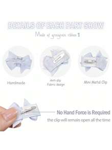 40 piezas Miniclips de lazo, lazos de cinta grosgrán para niñas bebés, pinzas de cabello diminutas para niñas bebés y niñas pequeñas