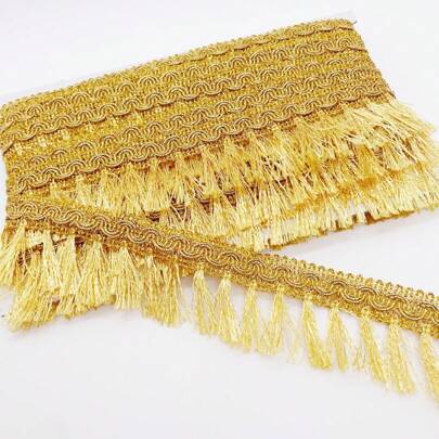 Gold & Silver Tassel Trim Ribbon, Decorative Accessory For Curtain, Clothing, Bags