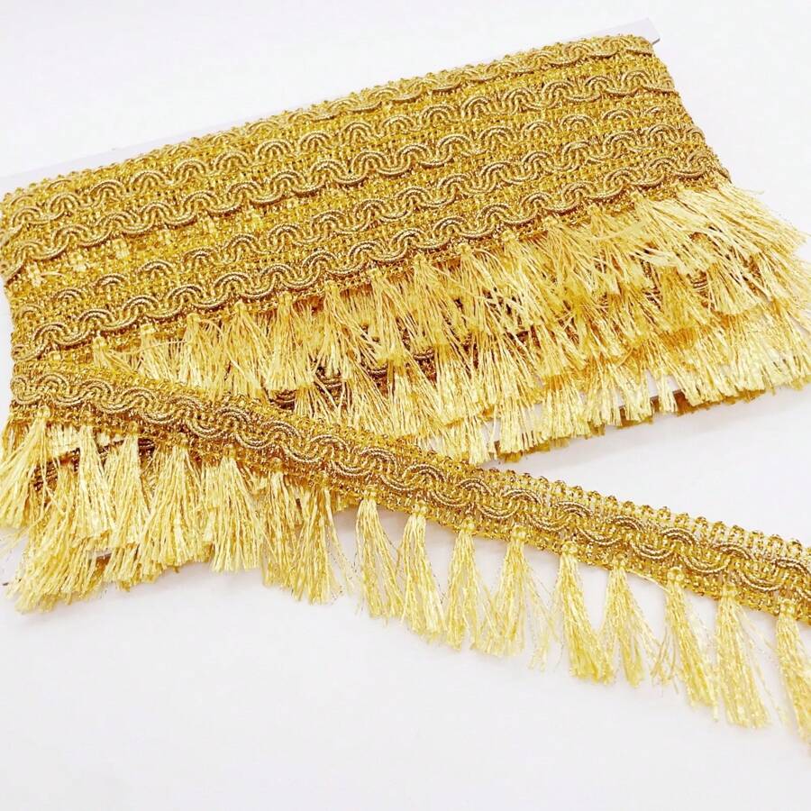 Gold & Silver Tassel Trim Ribbon, Decorative Accessory For Curtain, Clothing, Bags - Multicolor - View 1