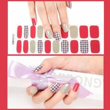 20pcs Gel Nail Strips, Semi-Cured Gel Nail Art Stickers, Waterproof Full Nail Art Decals Set For Nail Decoration
