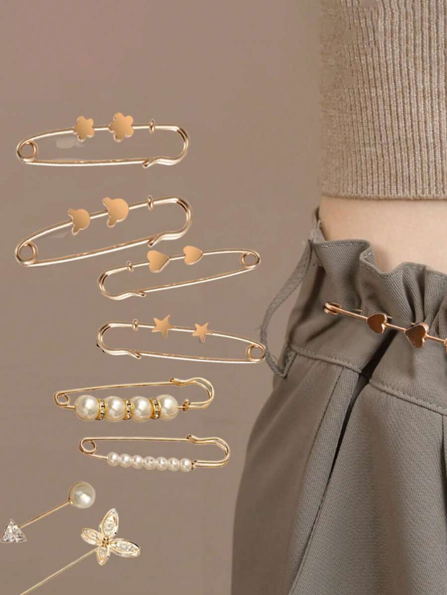 1pc Golden Quilting Pins - Vintage Style Brooch Pin Set, Adjustable Waist Safety Pins For Dresses And Jeans Clothing Decoration - Metal - For Fashion Enthusiasts & Diy Crafters - Perfect Gift For Sewing Lovers