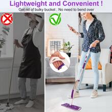 Mops For Floor Cleaning Wet Spray Mop With Bottle And 1/4 Washable Microfiber Pads Home Or Commercial Use Dry Wet Flat Mop For Hardwood Laminate Wood Ceramic - White Purple - View 3