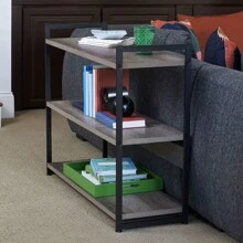 3 Tier Storage Shelf With Metal, Grey Shelves – Black Frame