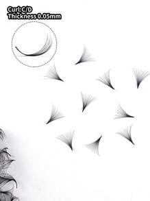 300 Fans Per Box,Thickness 0.05mm,Curl C/D,10D/12D/14D/16D/18D/20D/30D/40D,Sharp Narrow Stem Premade Fans Eyelash Extension,Easy To Carry,Natural & Soft,Party And Travel,Hand-Grafted False Eyelashes