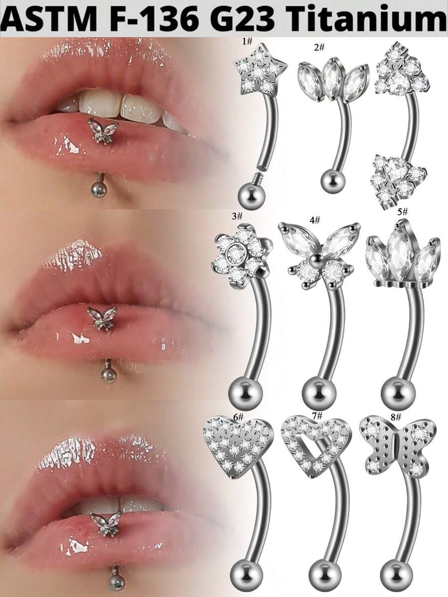 1PCTItanium Butterfly Rook Piercing Cz Crown Eyebrow Navel Ring Flower Cuved Barbell Ear Tragus Cartilage Earrings Piercing