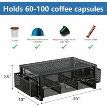 Simple Trending Coffee Pod Holder For K Cups, With 2 Tier Slidng Storage Drawer And Coffee Accessories Holder, 63 Large Or 80 Small Capsule Organizer, Black - 20"D x 10"W x 5.8"H - View 4