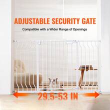 Pet Safety Gate, 29.5" - 51" Wide, 29.5" - 46.4" Wide, 29.5" - 37" Wide, 30" High, Dog Gate For Stairs And Houses, -In Automatic Closing Pet Safety Gate For Children With Pressure Mounting Kit And Wall Mounting Kit, White Or Black - 29.5" - 51" wide, white - 查看 2