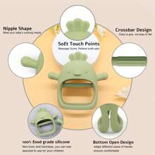Baby Chick Teether, Silicone Teething Toy Mushroom Shaped Pacifier Massager For Infants - Olive Green - View 5