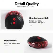 1 buah Lampu Belakang Sepeda Garis Paralel 5 LED Lampu Peringatan Keselamatan - Merah - View 4