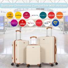 Luggage Sets 3, ABS Hard Shell Lightweight Trolley Travel Suitcase Set With 4 Spinner Wheels TSA Lock For Man Women, 21" + 24" + 28"