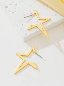 1 Pair Creative Four-Pointed Star Design Earrings, Delicate And Stylish, Ramadan Holiday Gift For Women
