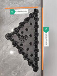 1 pezzo di pizzo nero di dimensioni 128cm*65cm, accessorio per abbigliamento, decorazione per cappelli, paralumi, tovaglie, vestiti, gonne