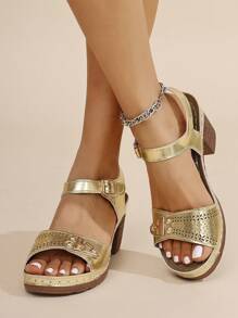 New Fashion Casual Hollow-Out Breathable Women French Style High Heel Sandals, Summer