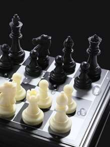 Plastic Magnetic Chess Folding Color Box Game Chess Chess Solid Wood Set Folding Chessboard Beginner Black And White Chess Pieces Chessboard Set Portable Folding Box Multi-Player Interactive Game Chess Toy State Chess Medium English Version Magnetic Black And White Chess Pieces Folding Chessboard For Beginners