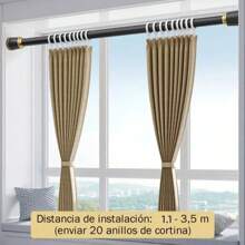 Cortineros De Metal Sin Perforación Expandible 110cm A 350cm - Negro - Ver 2