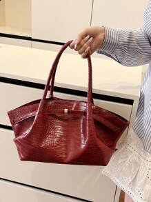 Dedoo 1buc FEISTURE Geantă de tote din piele intoarsa, de mare capacitate, de culoare solida, matura eleganta pentru femei, geanta de lucru in stil vintage, potrivita pentru fete, doamne, studenti, angajati de birou